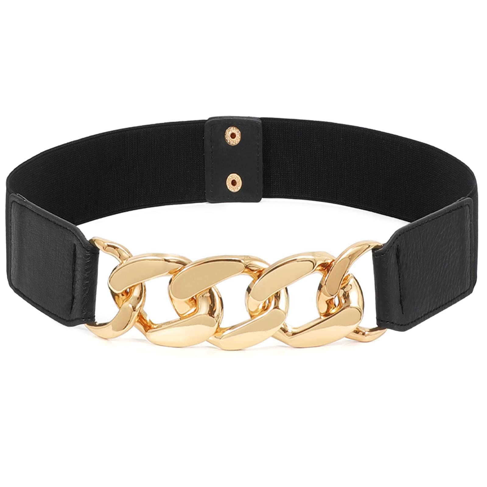 PALAY Fashion Women Wide Elastic Belt For Dress Ladies Stretchy Belt with Interlocking Buckle-Golden(length 60-80cm PALAY Fashion Women Wide Elastic Belt For Dress Ladies Stretchy Belt with Interlocking Buckle-Golden(length 60-80cm